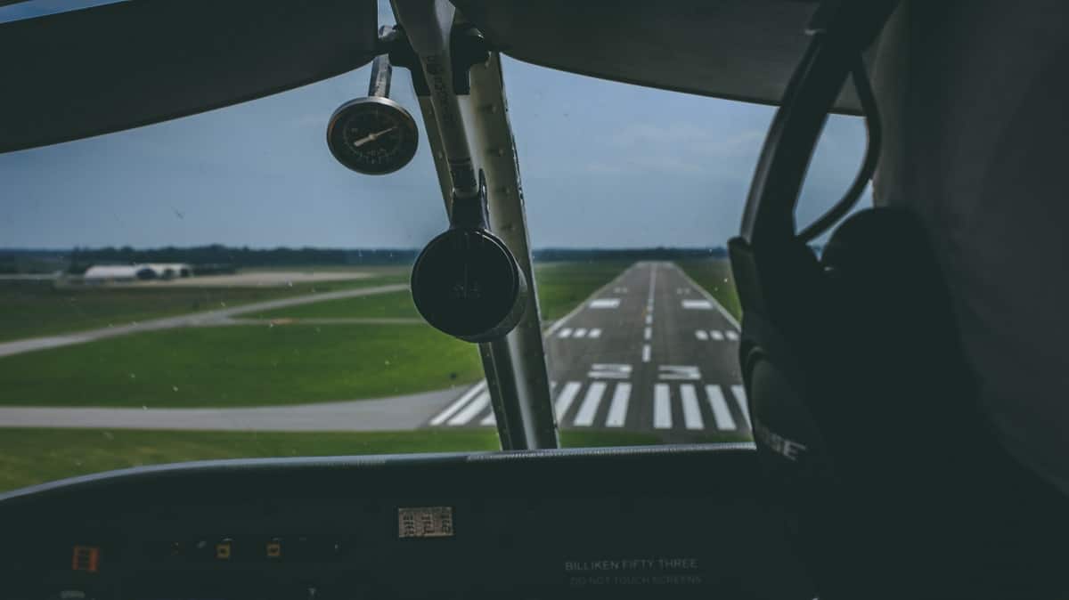 Aircraft landing on runway